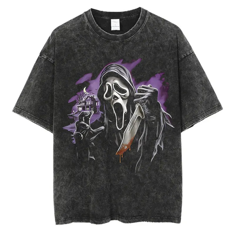 Washed Graphic Print Harajuku Hip Hop T-Shirt