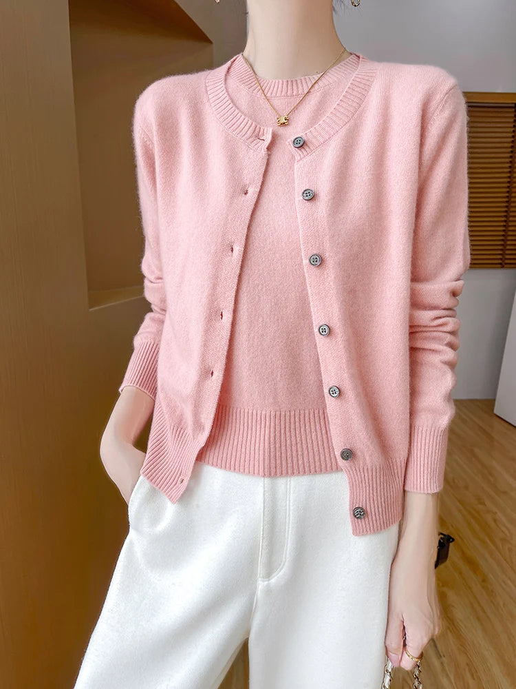 Cardigan Pullover Twin set Sweater 100% Merino Wool