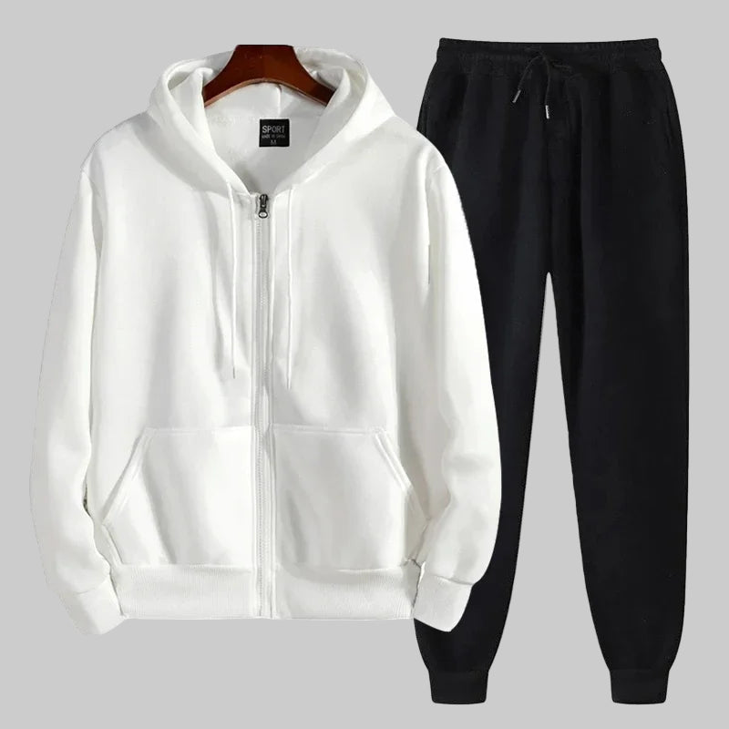 Zippered Hooded Tracksuit Set