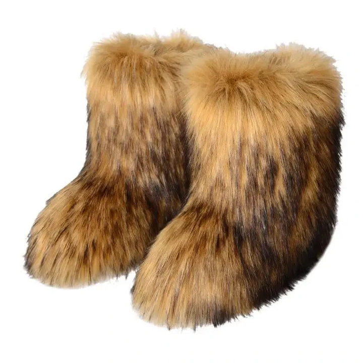 Plush Faux Fox Fur Winter Boots
