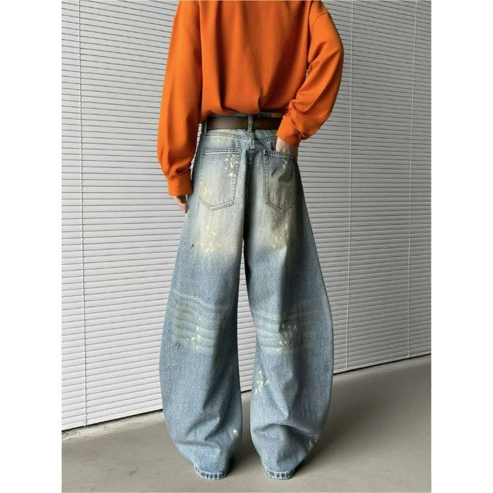 Washed Cotton Semi-Relaxed Leg Jeans