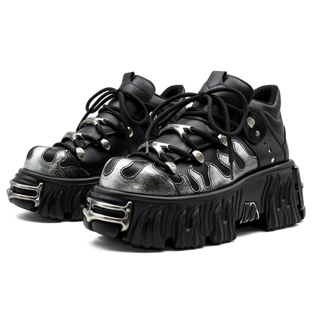 Punk Style Lace-Up Sneakers with 6CM Heel