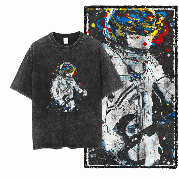 Oversized Washed Retro Finish Print Tees