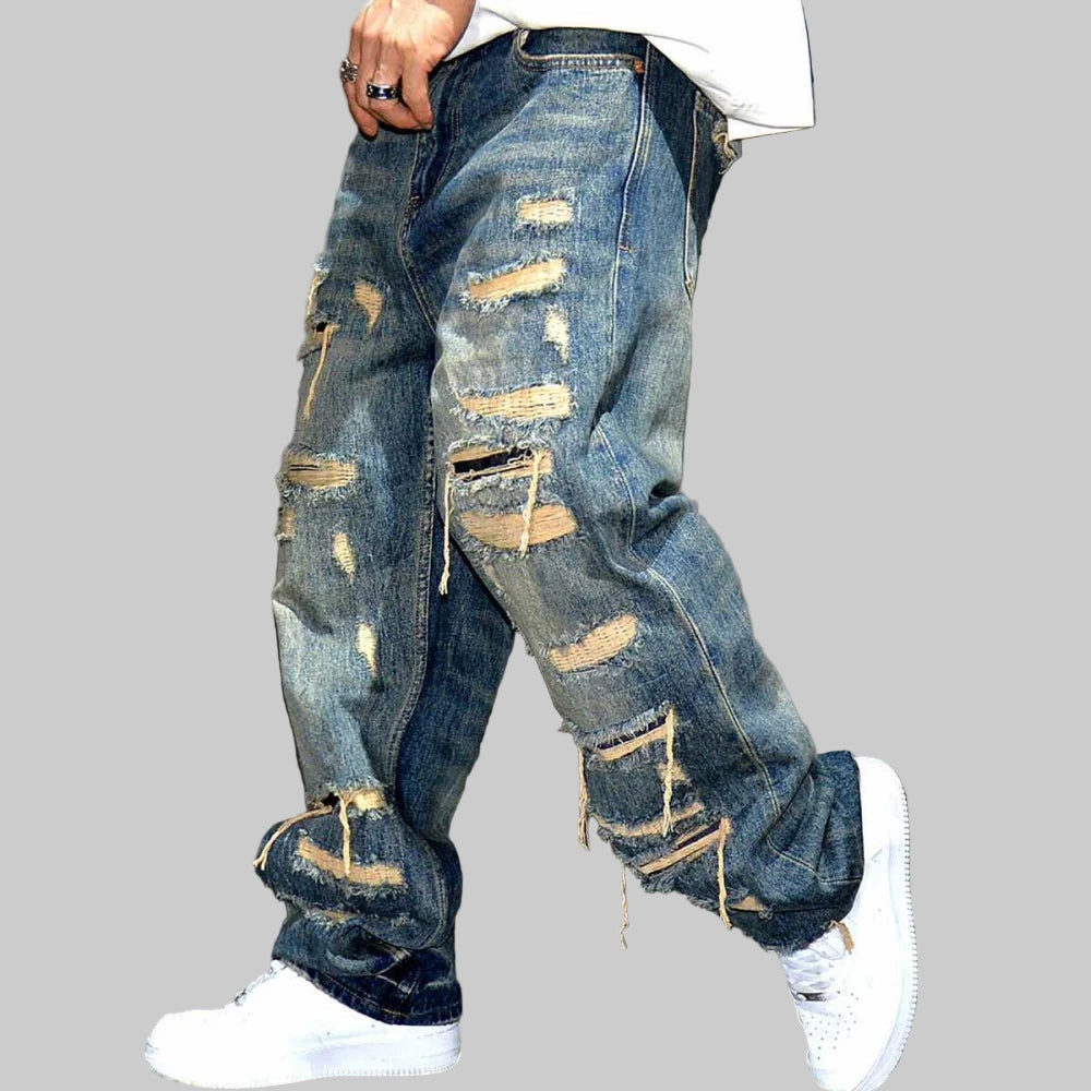 Ripped Distressed Denim Baggy Jeans