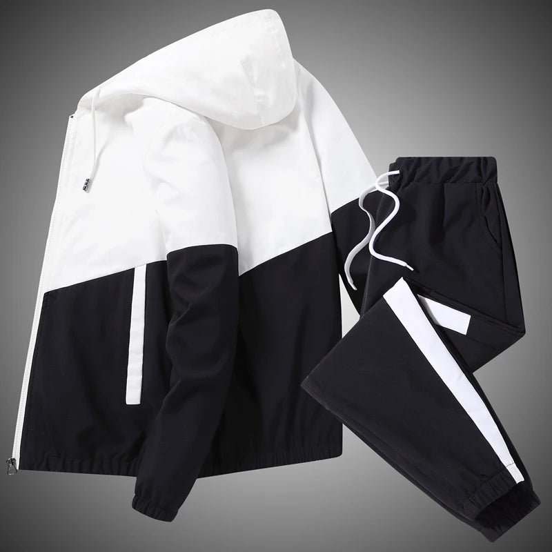Hooded Jacket and Joggers Tracksuit Set