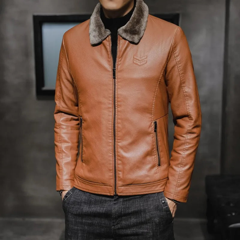 Thick Plush Leather Jacket