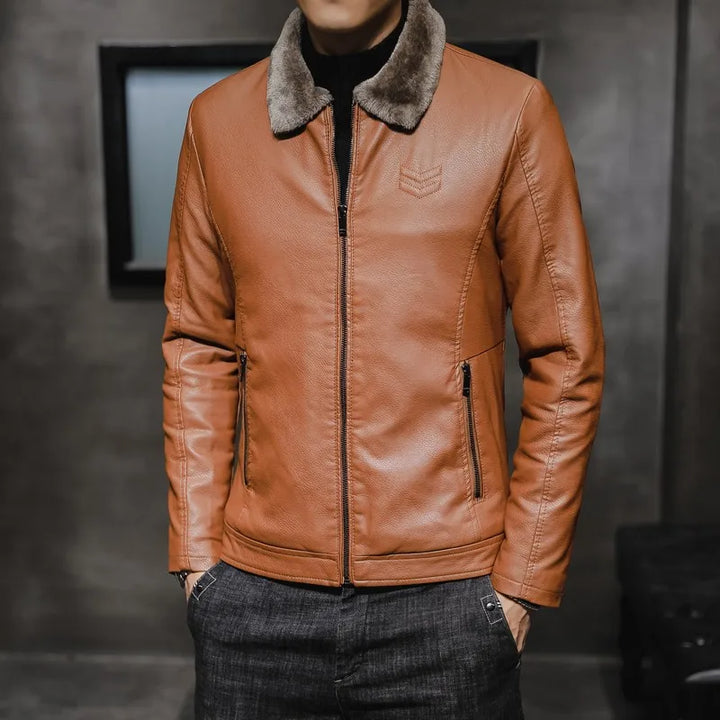 Thick Plush Leather Jacket