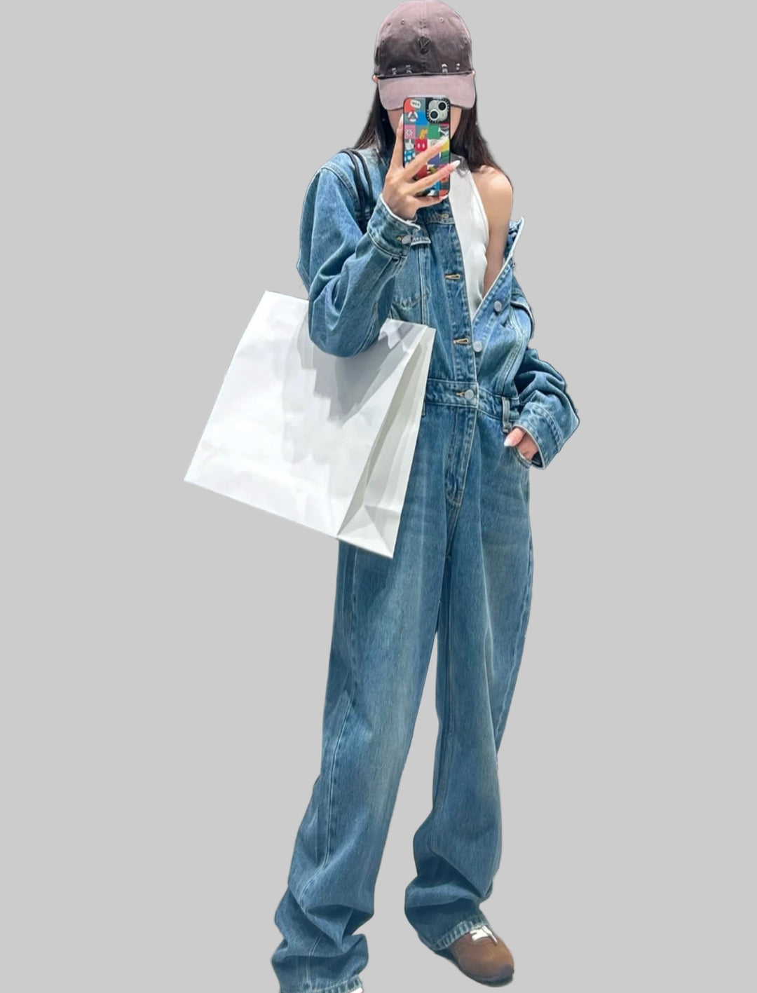 Washed Retro Denim Jumpsuit