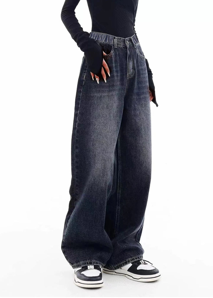 Casual Wide-Leg Straight Jeans
