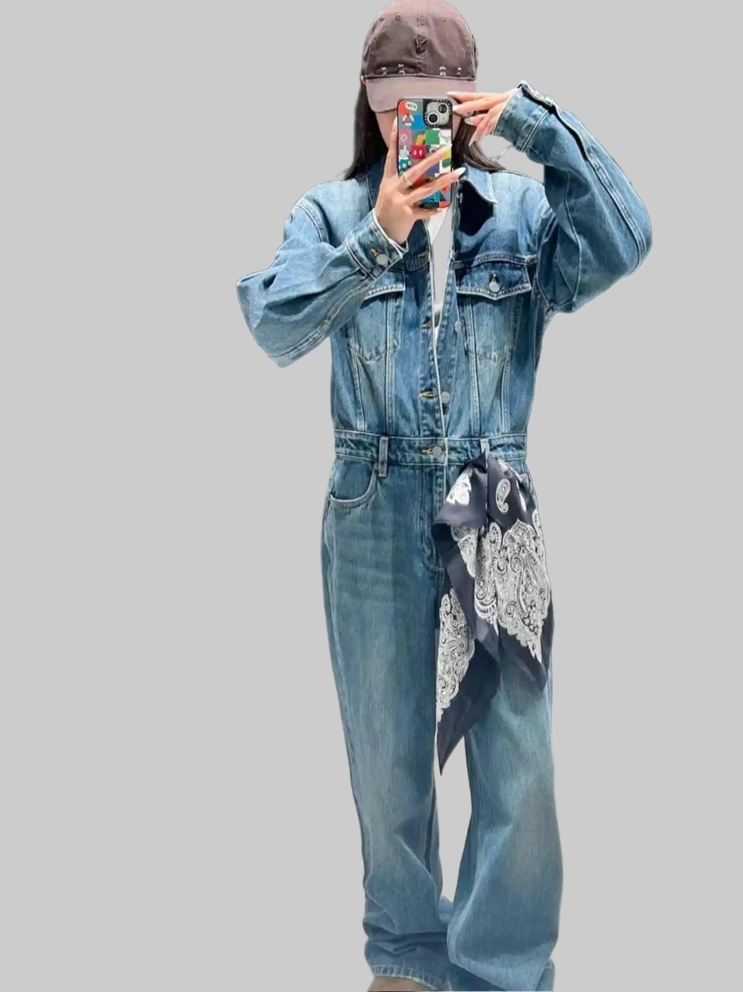 Washed Retro Denim Jumpsuit