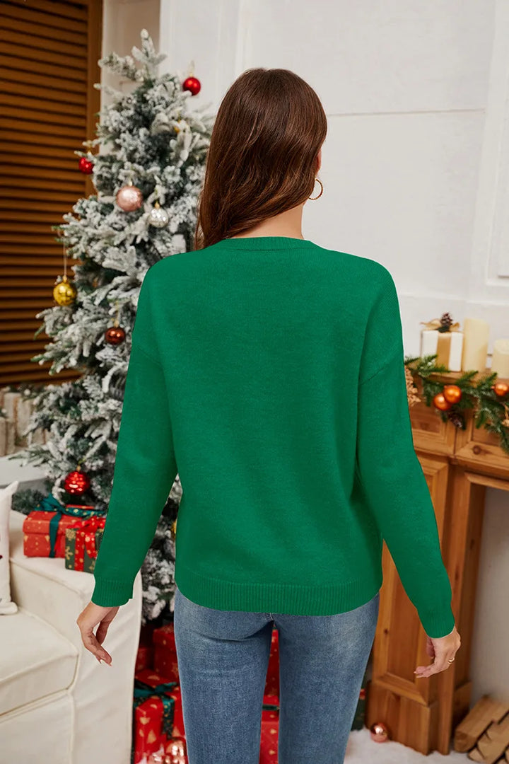 Sequins Butterfly Print Y2k Style Xmas Sweater