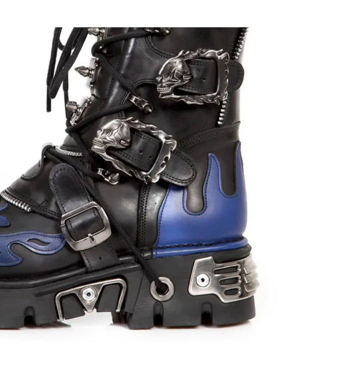 Flame Metallic Goth Skull Punk Motorcycle Boots