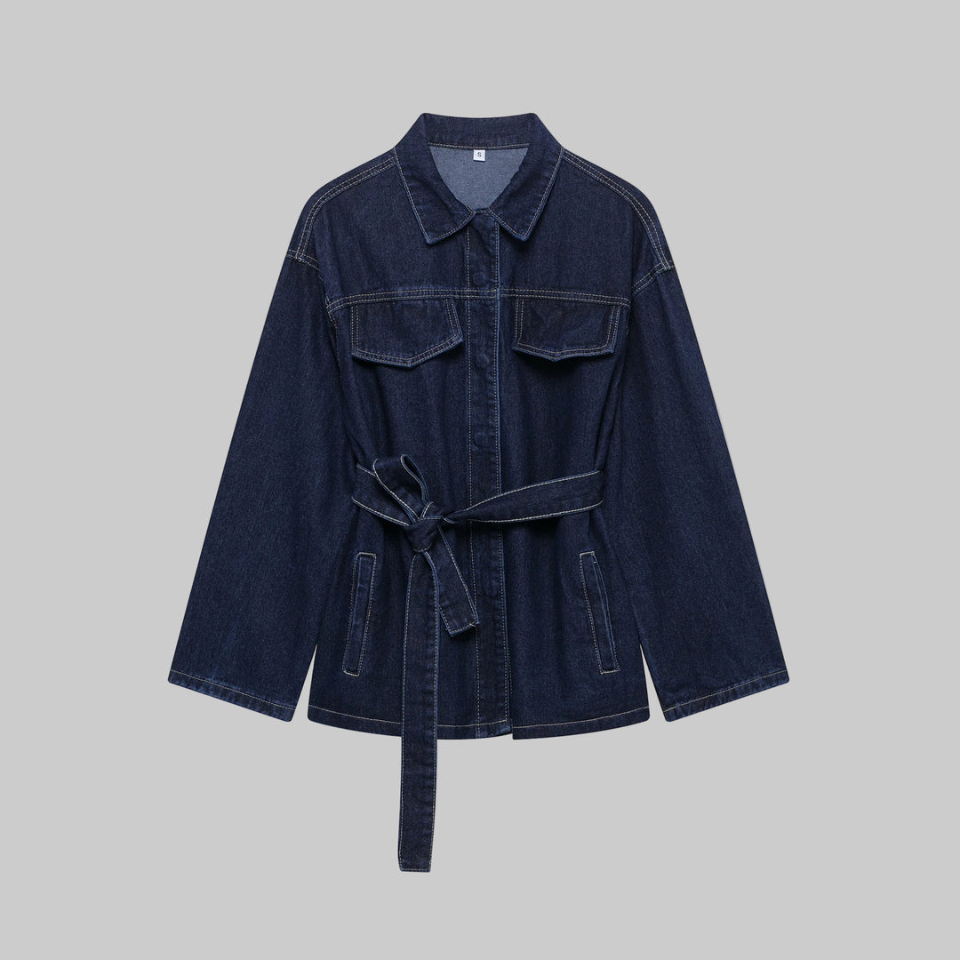 2-Piece Denim Jacket and Vintage Front Zipper Jeans Set