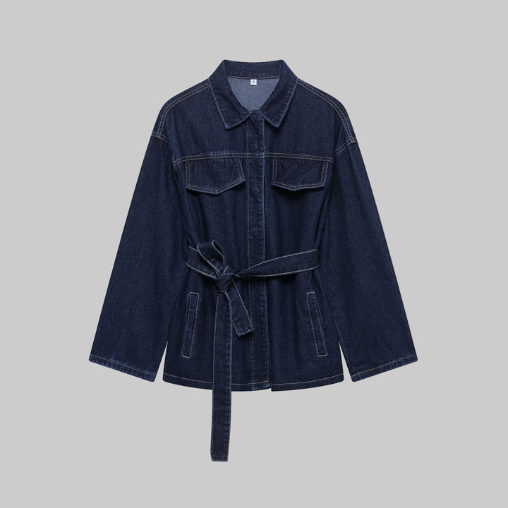 2-Piece Denim Jacket and Vintage Front Zipper Jeans Set