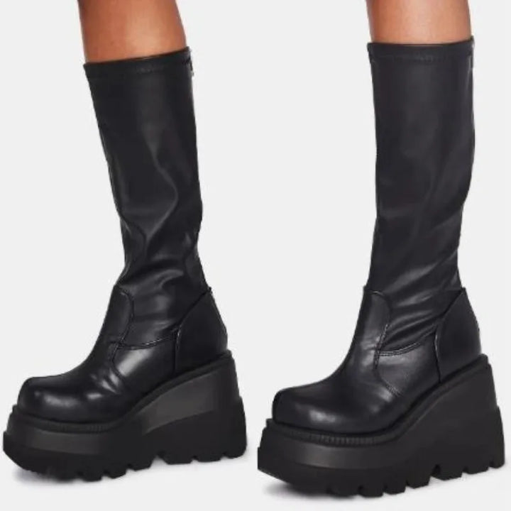 Gothic Mid-Calf Thick-Soled Unisex Punk Boots