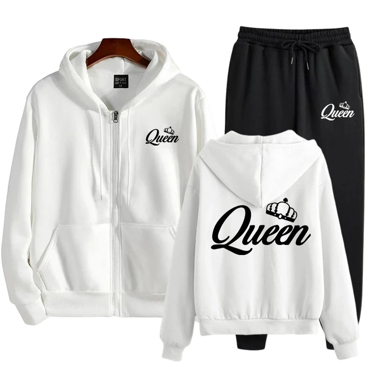 Unisex Crown King Queen Printed Sports Set