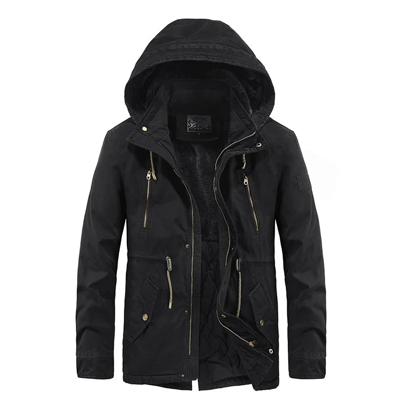 Fleece Lined Detachable Hood Winter Coat