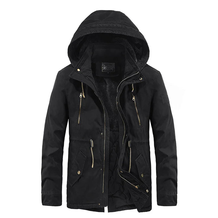 Fleece Lined Detachable Hood Winter Coat