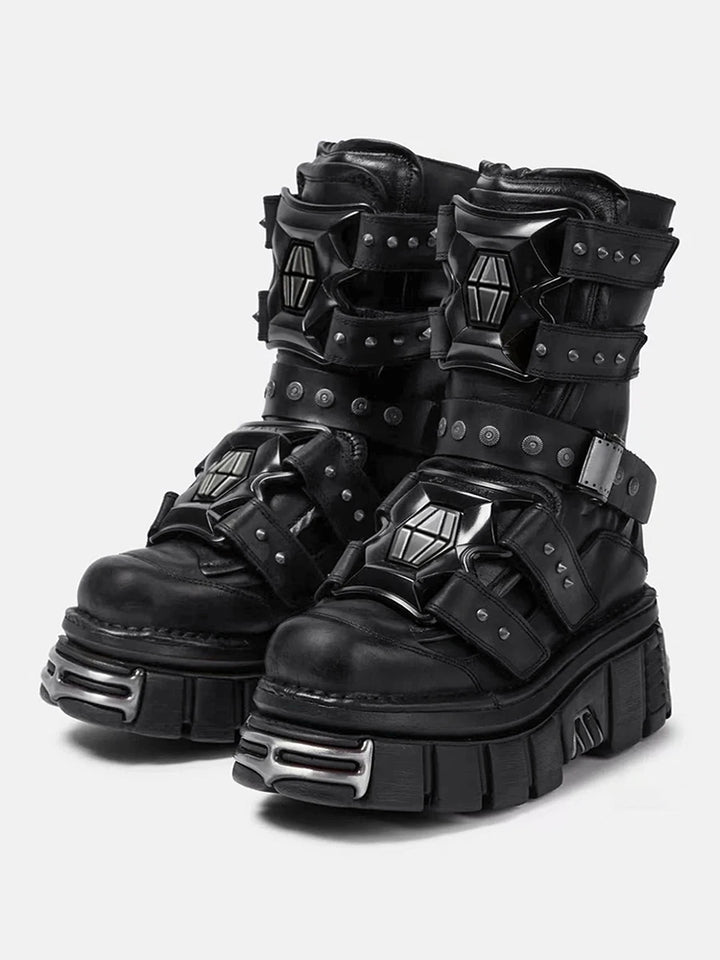 Punk Star Style Dark Gothic Mid-Calf Boots