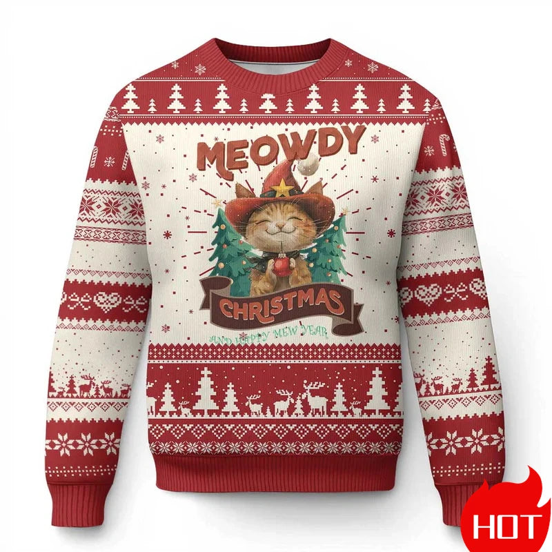 Humorous Santa Cat Graphic Ugly Christmas Sweater