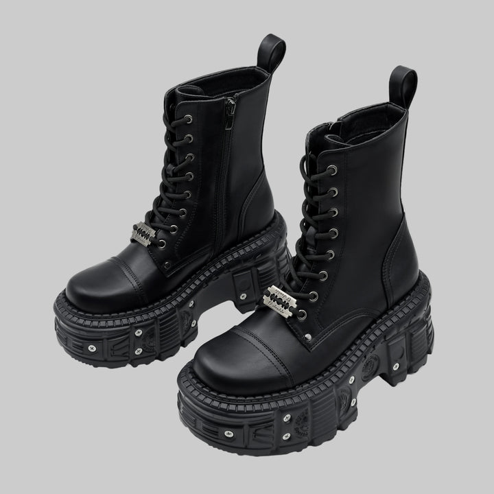 Punk Platform Ankle Retro Chunky Lace-Up Boots
