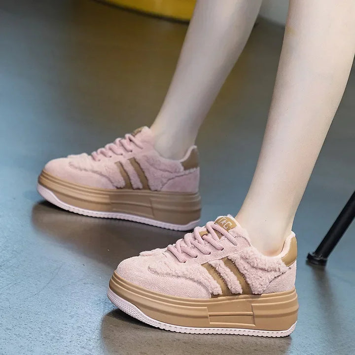 6CM Warm Plush Winter Platform Casual Shoes
