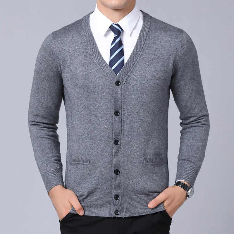 V-Neck Slim Fit British Style Cardigan Sweater