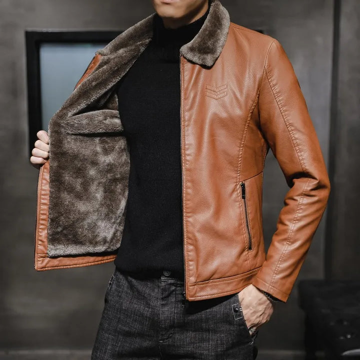 Thick Plush Leather Jacket