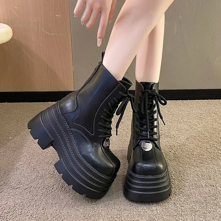 Gothic Punk Platform Motorcycle Boots for Women