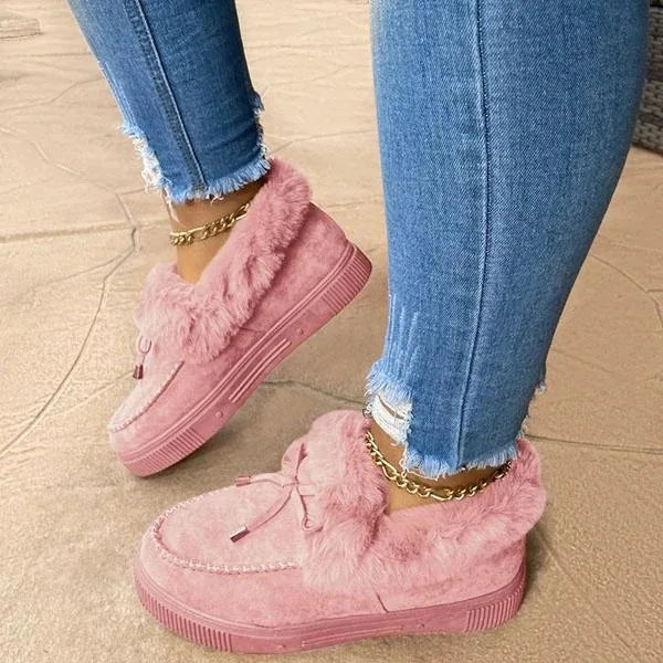 Warm Solid Color Furry Cotton Winter Footwear