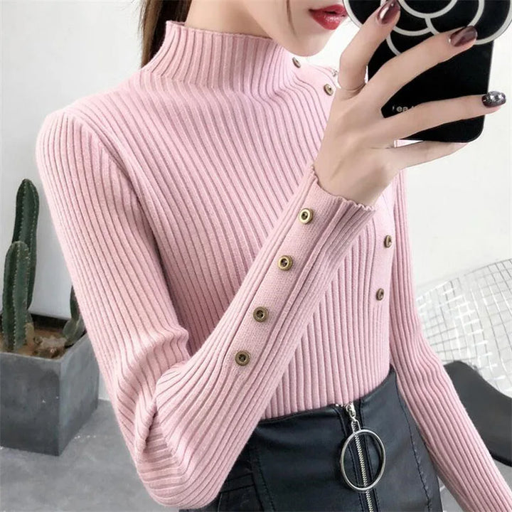 Solid Color Slim Fit Knitted Turtleneck Sweater