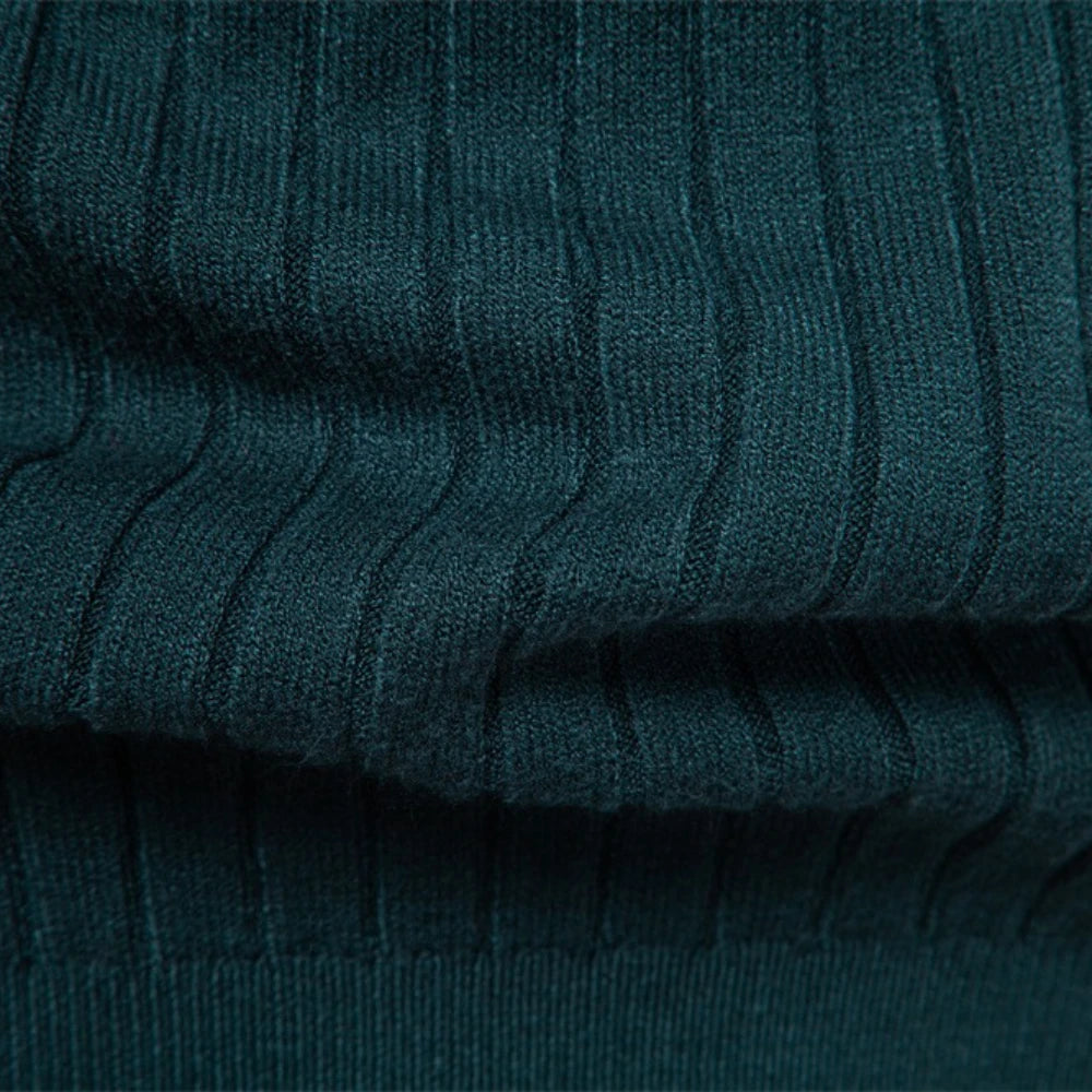 Striped Solid Color Turtleneck Sweater