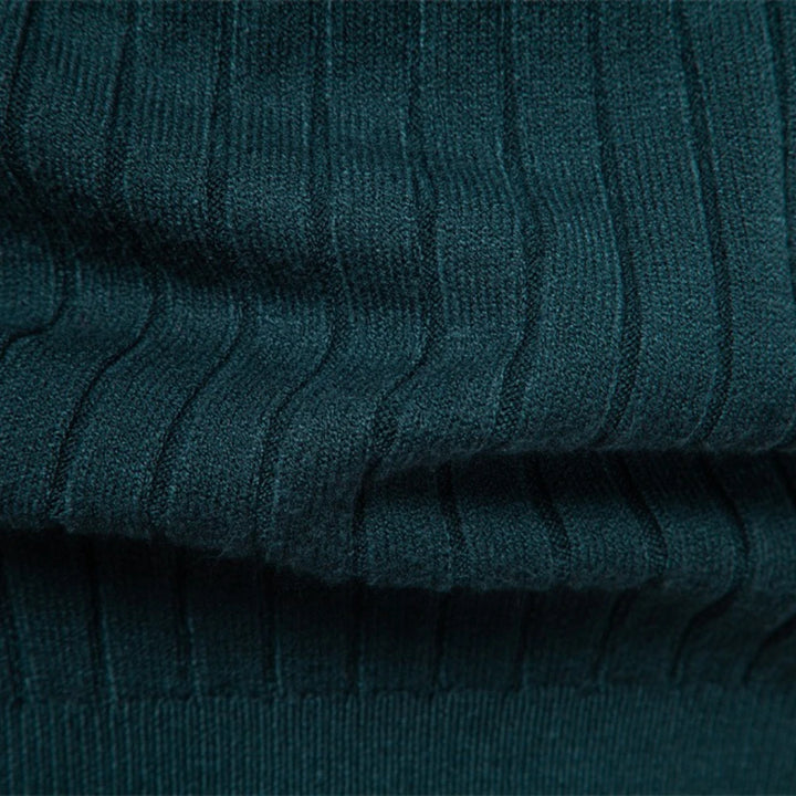 Striped Solid Color Turtleneck Sweater