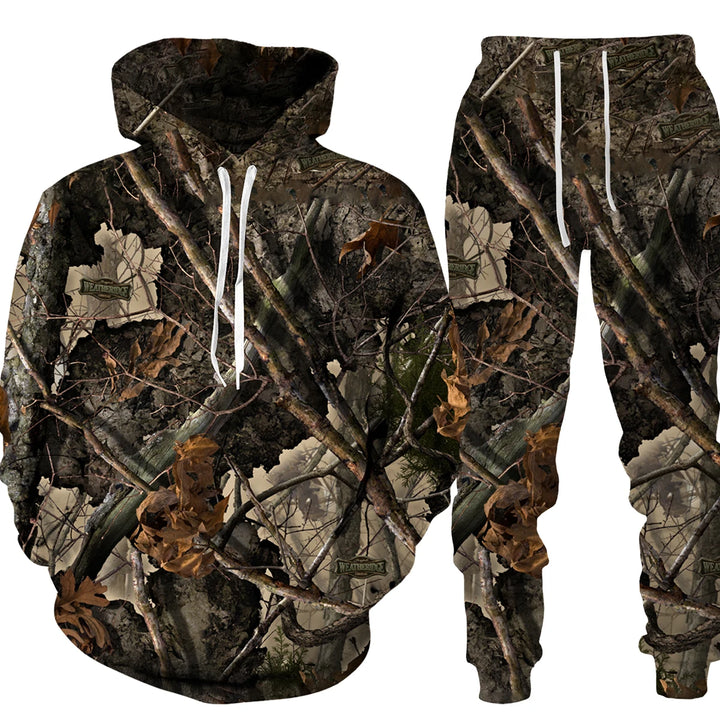 3D Camouflage Hoodie Pants Set