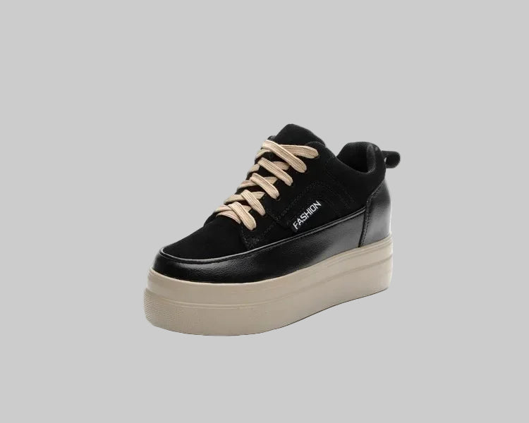 8CM Genuine Leather Cow Suede Chunky Sneakers