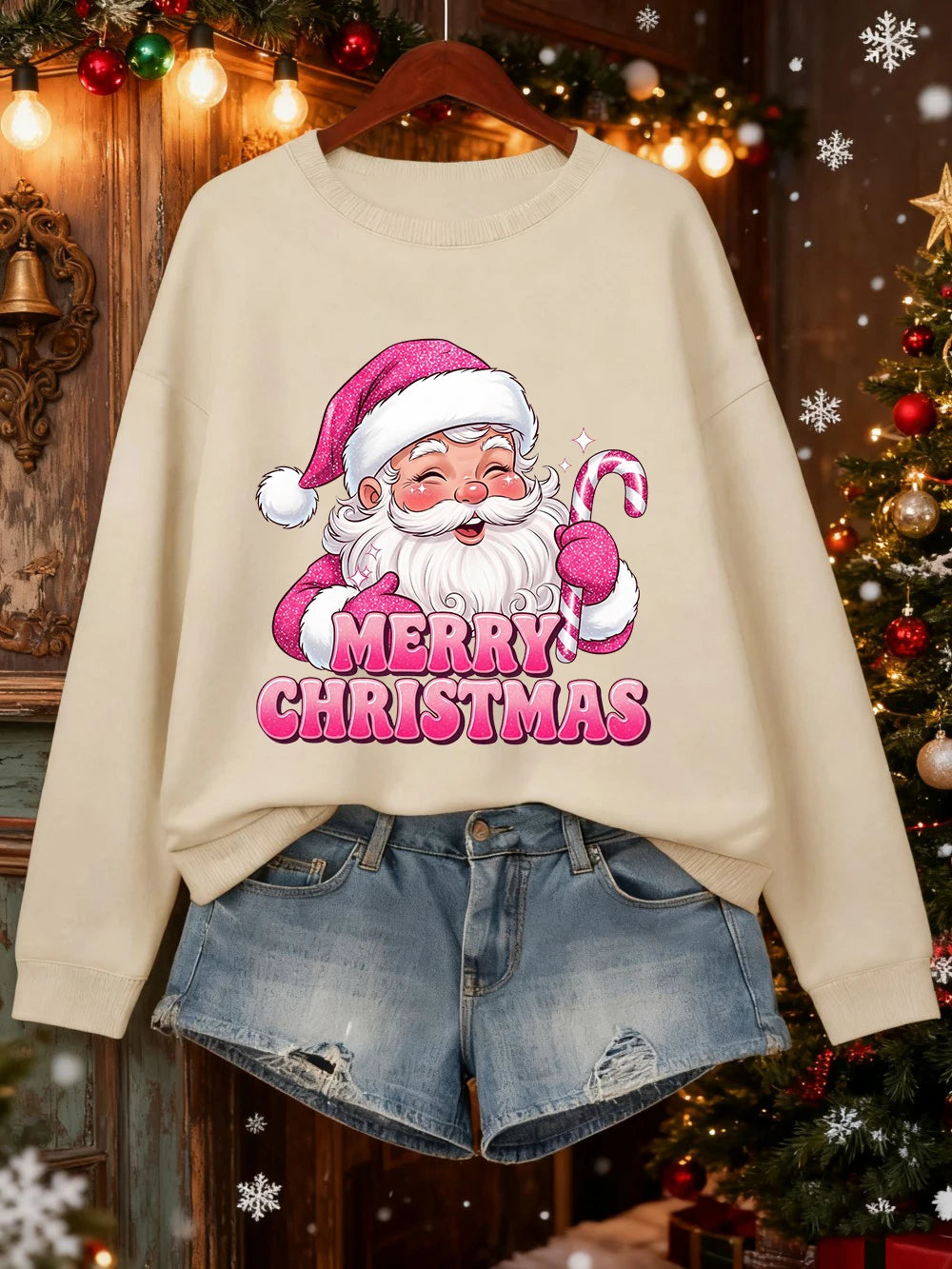 Merry Christmas Santa Print Christmas Sweater