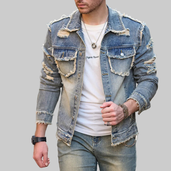 Ripped Slim Denim Streetwear  Jacket