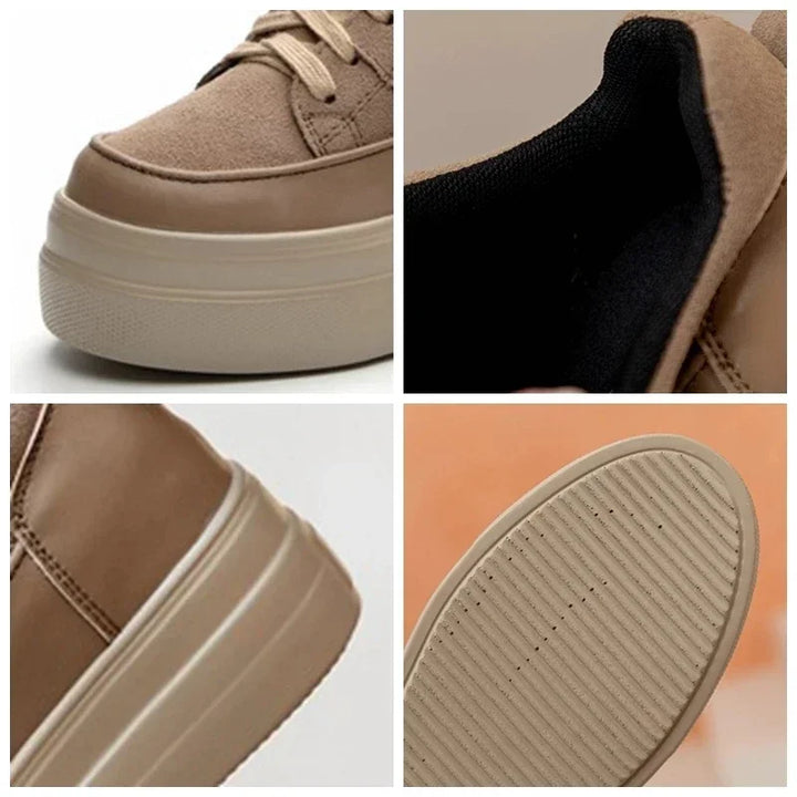 8CM Genuine Leather Cow Suede Chunky Sneakers