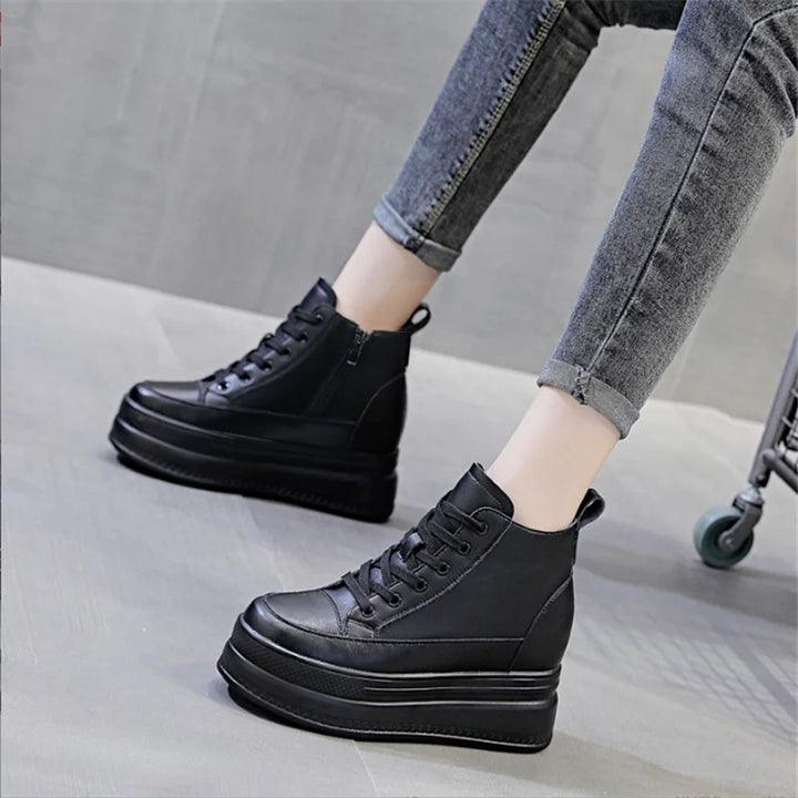 Genuine Leather Chunky Ankle Boots