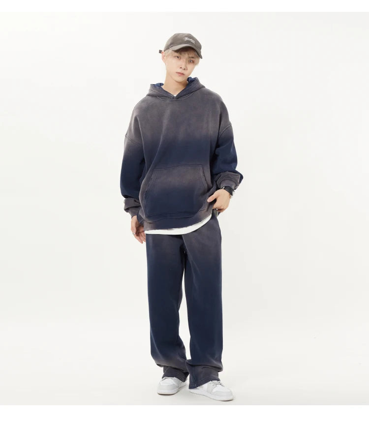 Unisex Retro Tie-Dye Two-Piece Hooded Set