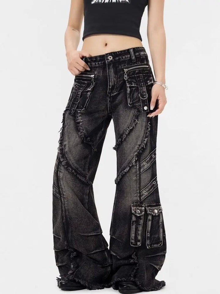 Gothic Style Y2k Baggy Flare Jeans