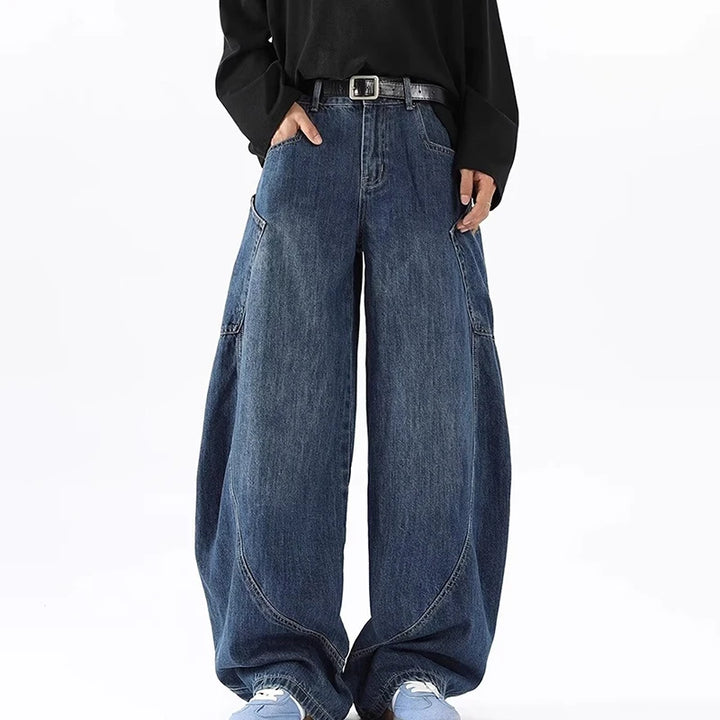 Vintage Y2K Baggy Jeans with Curved Knife Embroidery