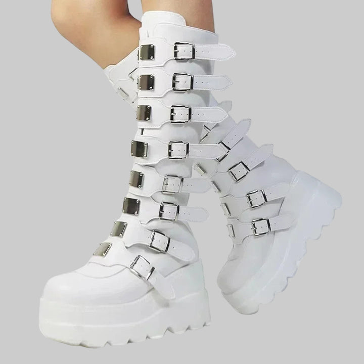 Edgy Gothic Knee-High Punk-Inspired Platform Boots