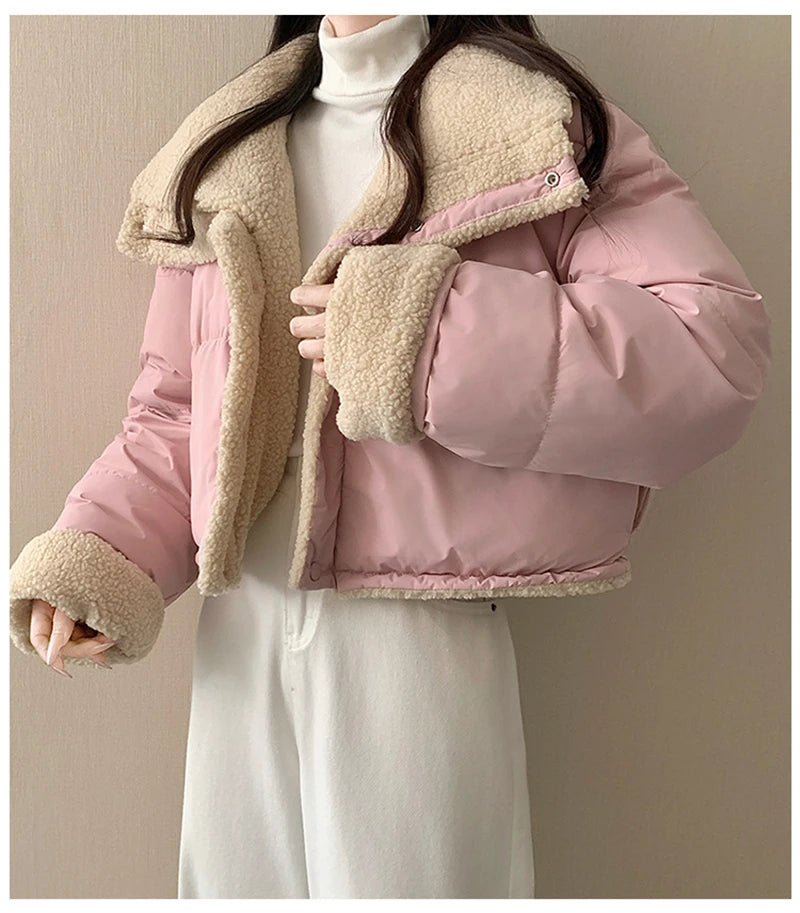 Reversible Thick Warm Velvet Down Padded Jacket