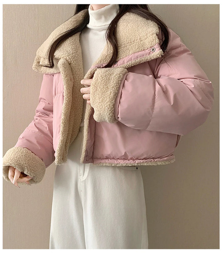 Reversible Thick Warm Velvet Down Padded Jacket