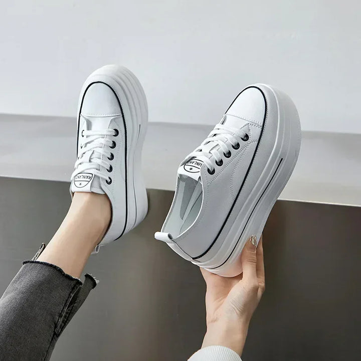 Genuine Leather Vulcanized Chunky Sneaker