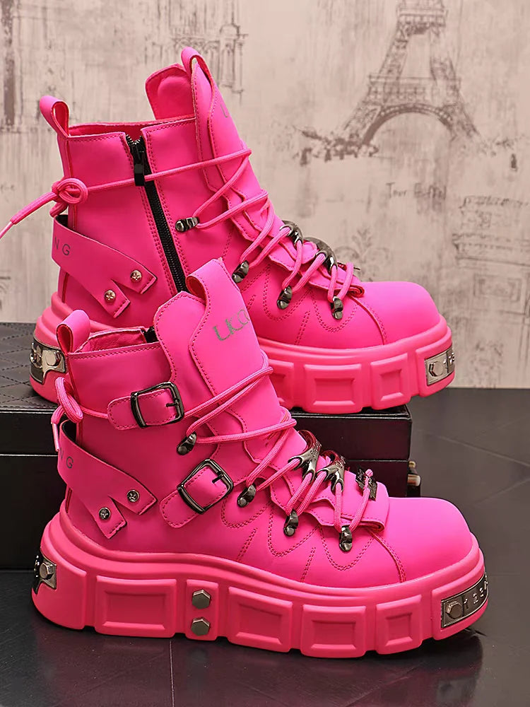 Metal Decoration Rivet Punk Leather boots