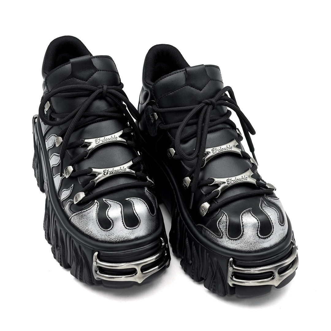 Punk Style Lace-Up Sneakers with 6CM Heel
