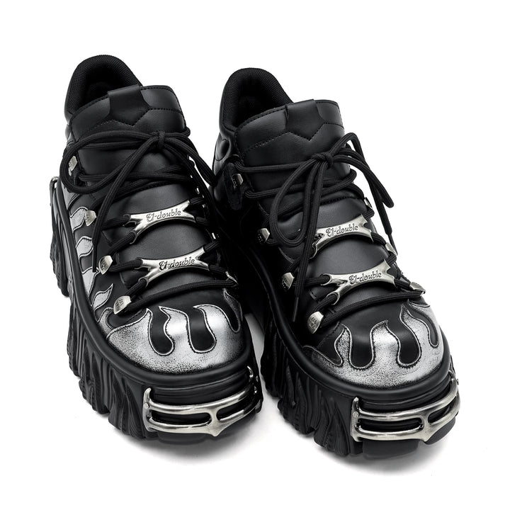 Punk Style Lace-Up Sneakers with 6CM Heel