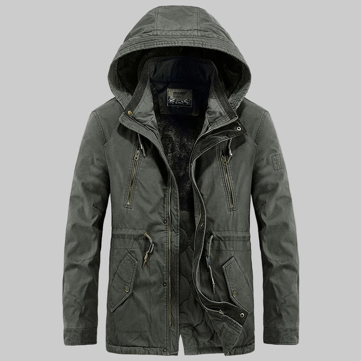 Fleece Lined Detachable Hood Winter Coat